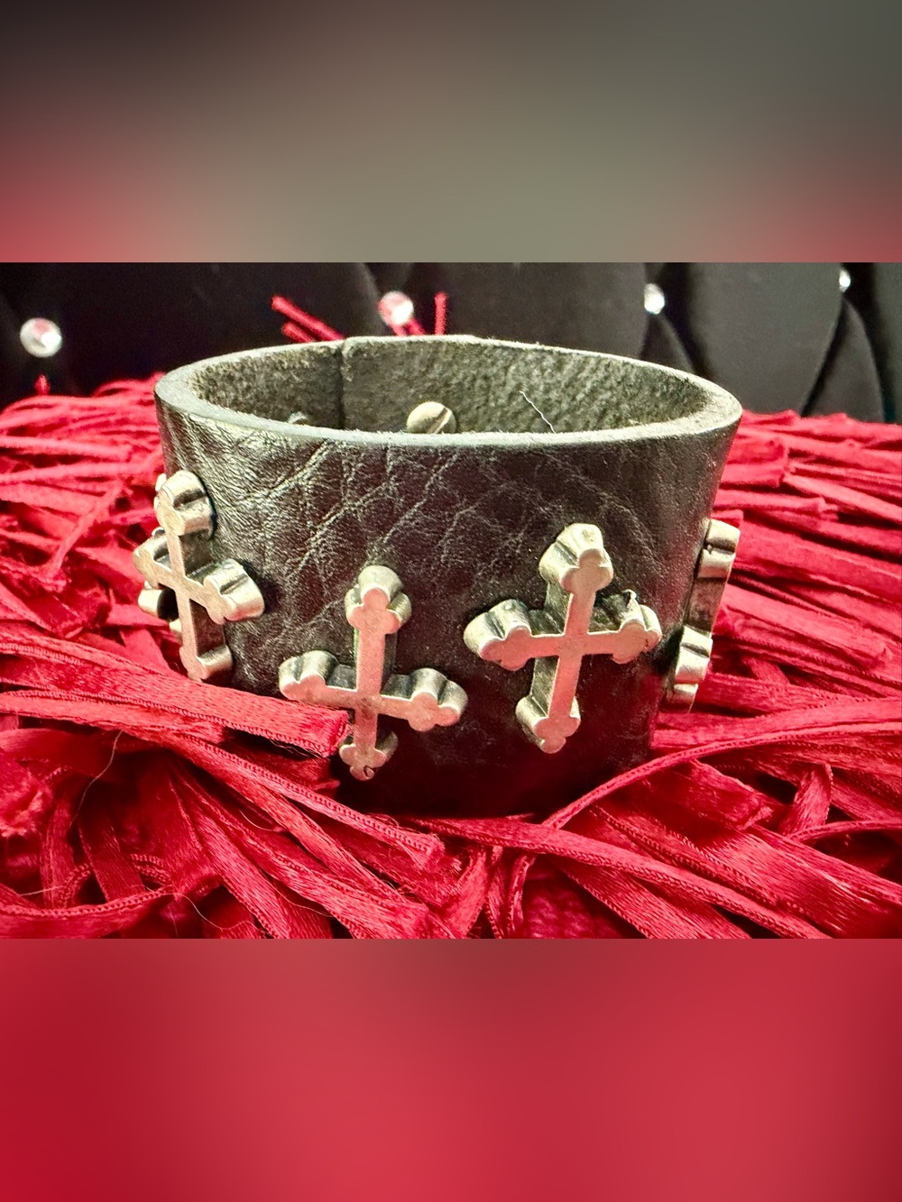 Black Leather Cuff bracelet
